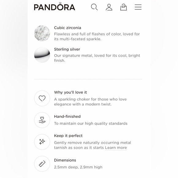 New- Pandora Sterling Silver Tennis Choker Necklace - Picture 5 of 11